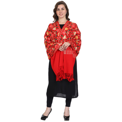 Women's Aari Embroidered Wool Stole